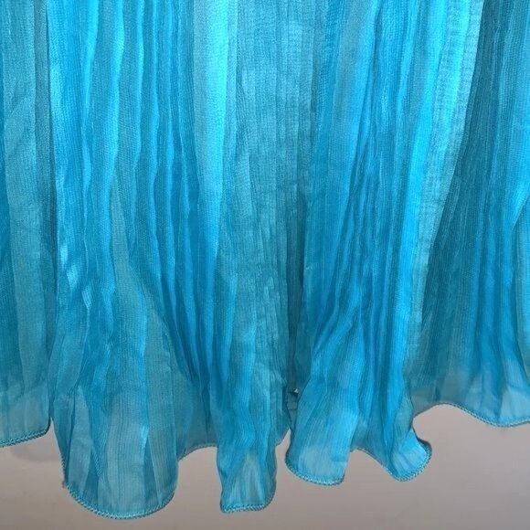 Sleeveless Teal Pleated Dress With Sequin Collar - Picture 6 of 10